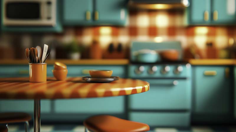 تصویر آشپزخانه با کابینت سبز