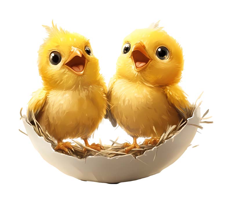 دانلود طرح دو عدد جوجه تازه از تخم درآمده
