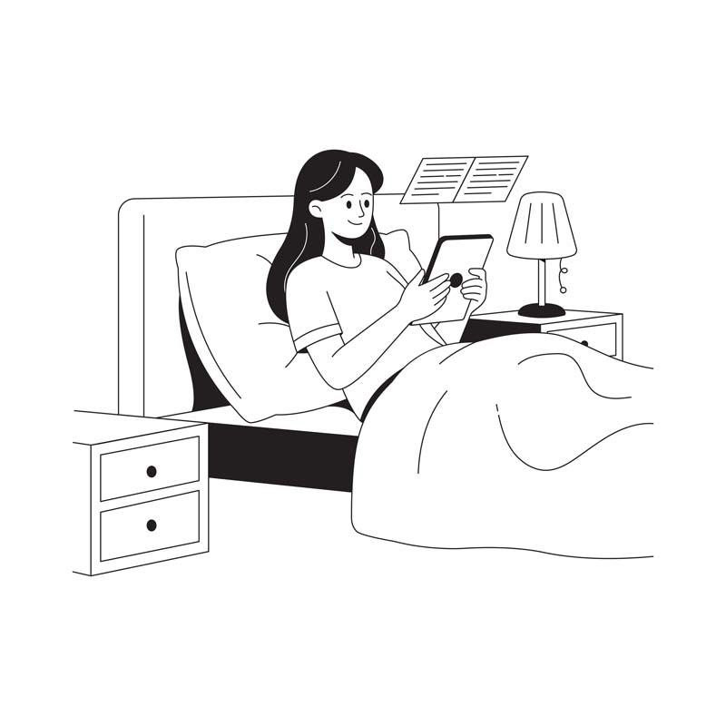 دانلود وکتور مفهومی مطالعه کتاب الکترونیکی در تختخواب
