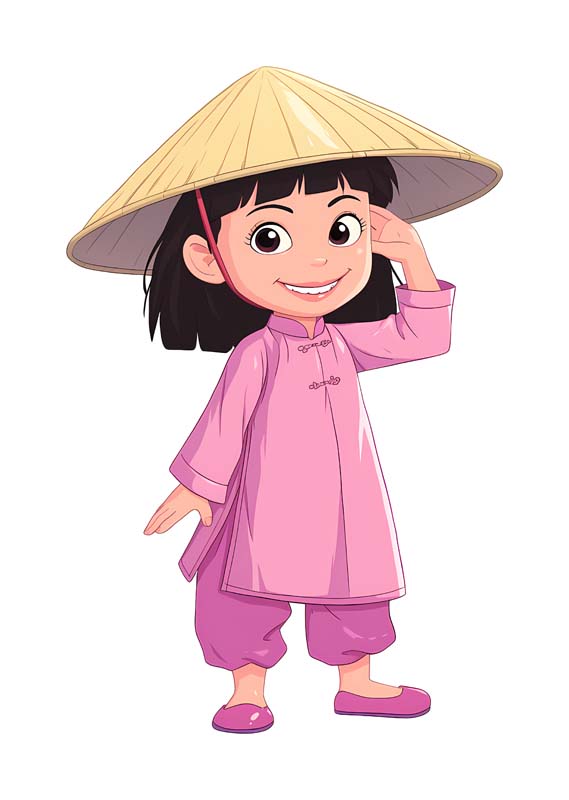 دانلود طرح دخترک صورتی پوش با کلاه حصیری