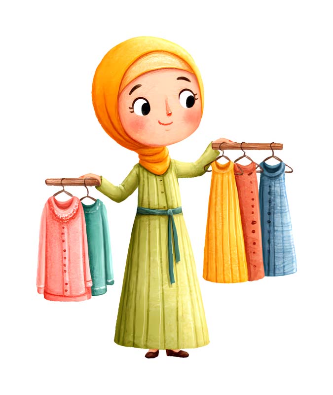 دانلود طرح خانم با لباس در دست