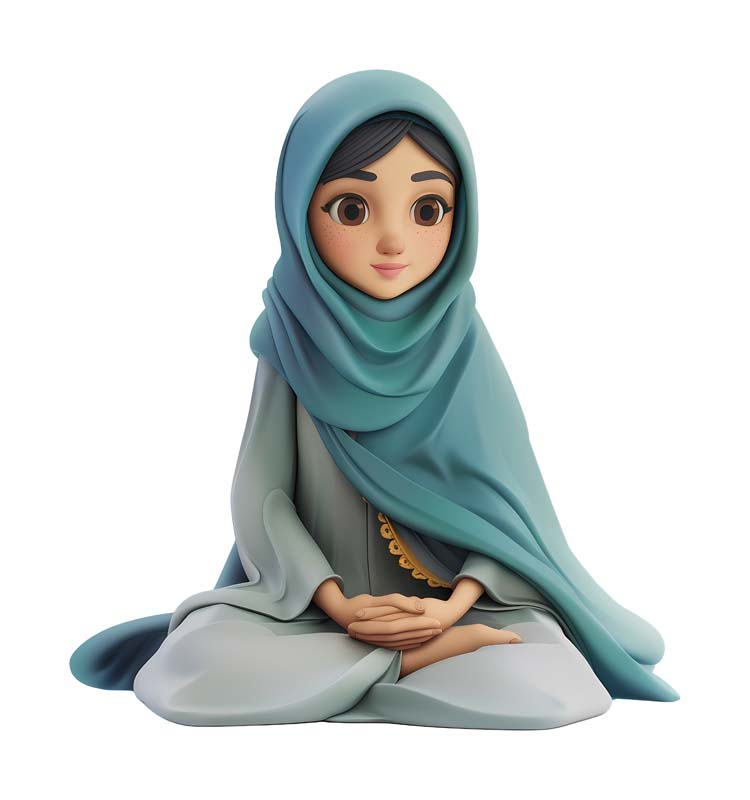 دانلود طرح خانم با مقنعه آبی