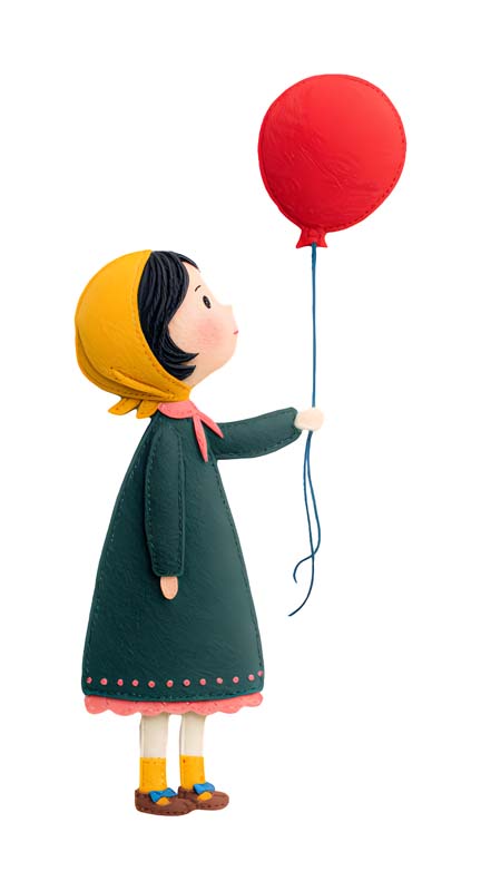 دانلود طرح دختر باکلاه زرد و بادکنک