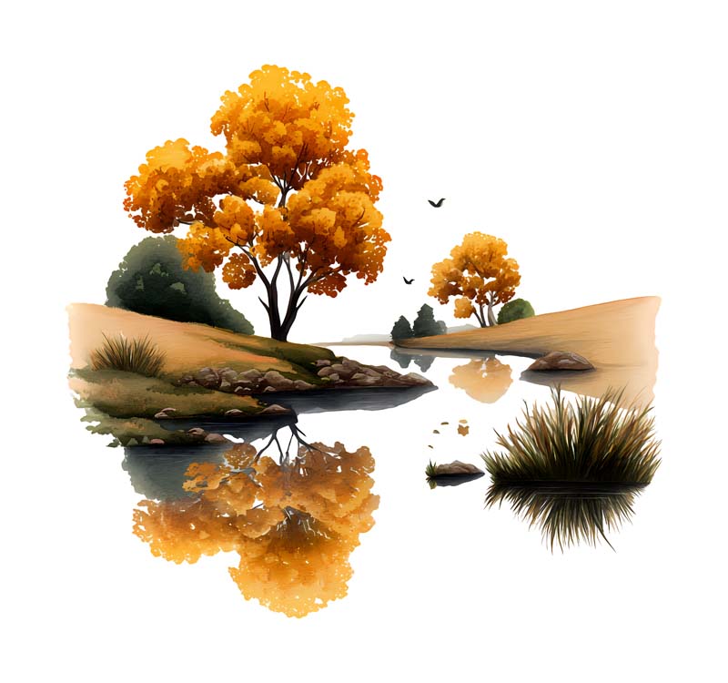 دانلود طرح رودخانه و درخت پاییزی