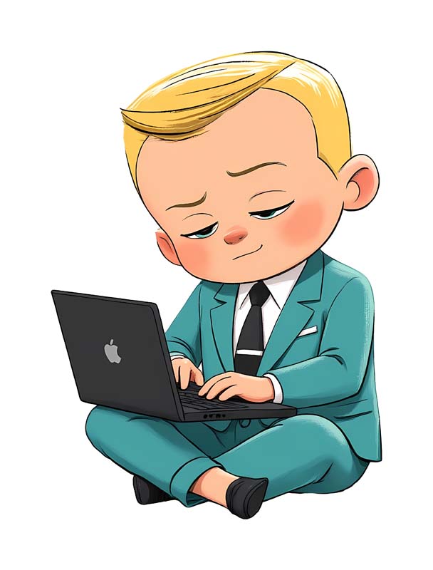 دانلود طرح بچه رئیس در حال کار با لپ تاپ