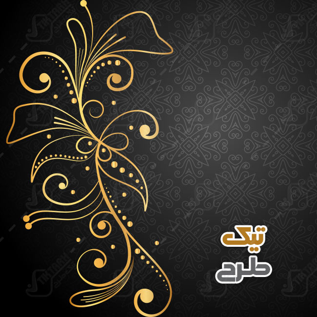 پس زمینه لایه باز مشکی با طرح گل های لوکس خاکستری