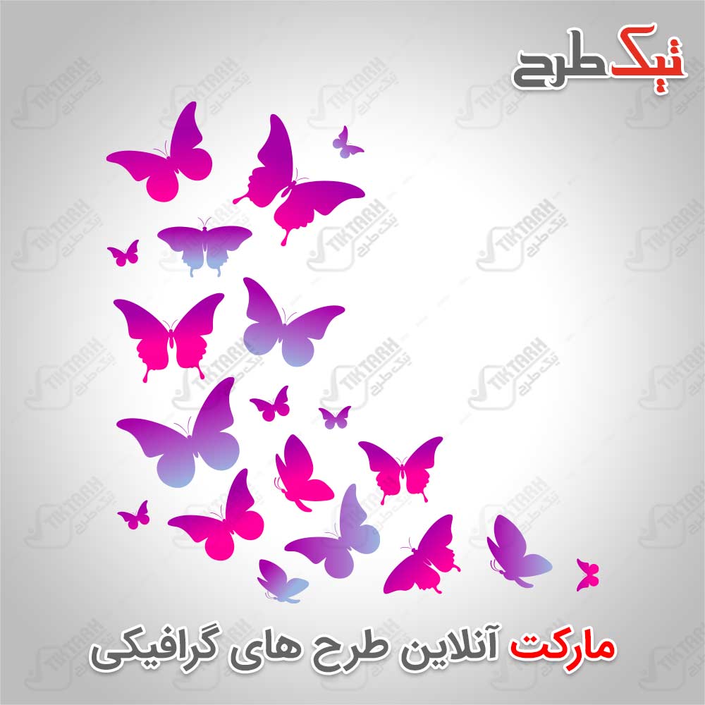 دانلود طرح لایه باز مجموعه پروانه ها
