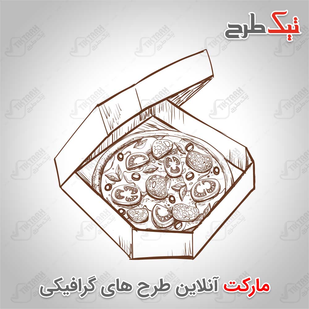 دانلود کلیپ آرت پیتزا داخل جعبه با طرح نقاشی