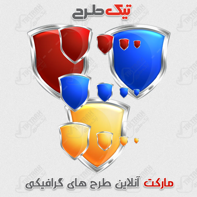 طرح لایه باز ملزومات طراحی آبی و قرمز و زرد
