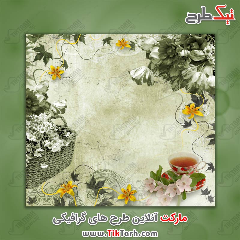 عکس پس زمینه با طرح گل سبز