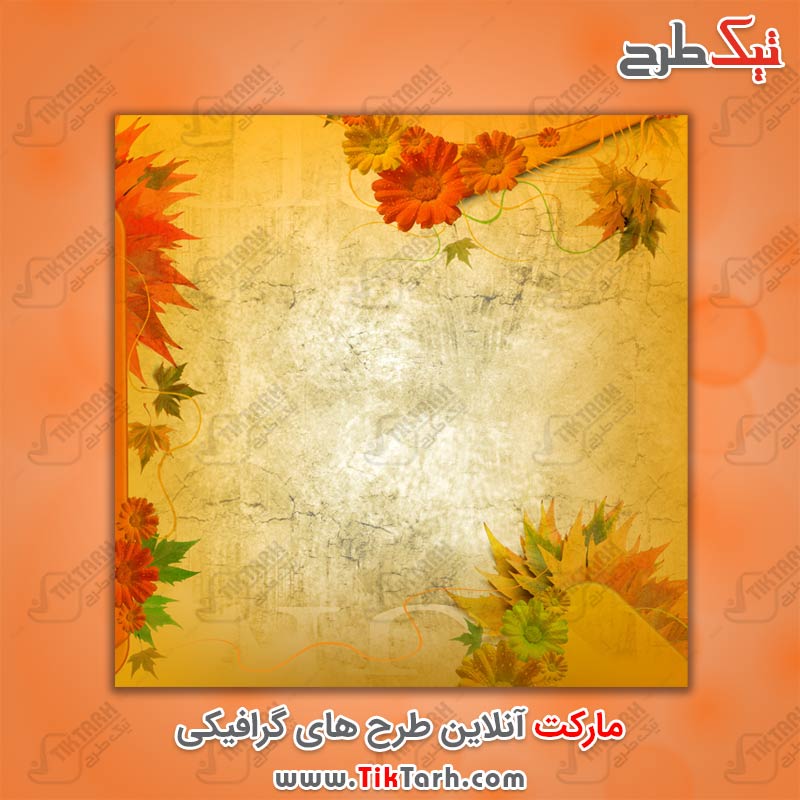 عکس پس زمینه گرافیکی با گل های نارنجی