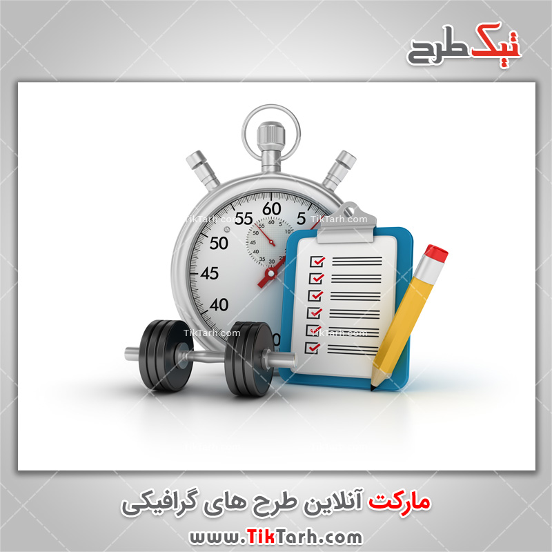 دانلود تصویر باکیفیت کرنومتر و دمبل ورزشی
