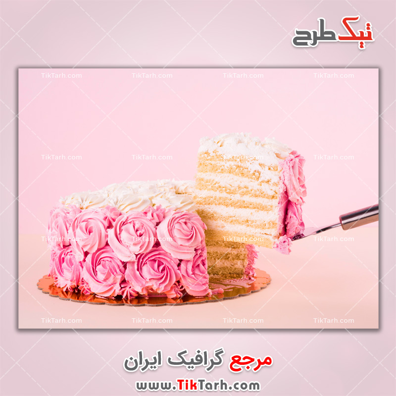 دانلود عکس با کیفیت کیک با تزئین گل