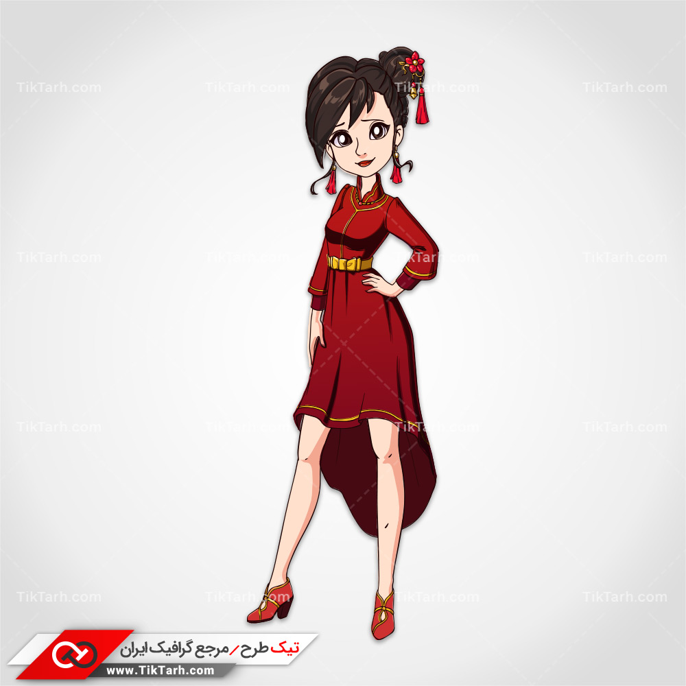 دانلود طرح لایه باز دختر جوان کارتونی