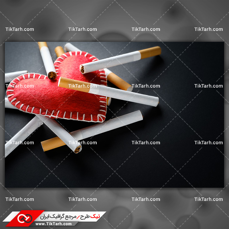دانلود تصویر با کیفیت قلب قرمز و سیگارها