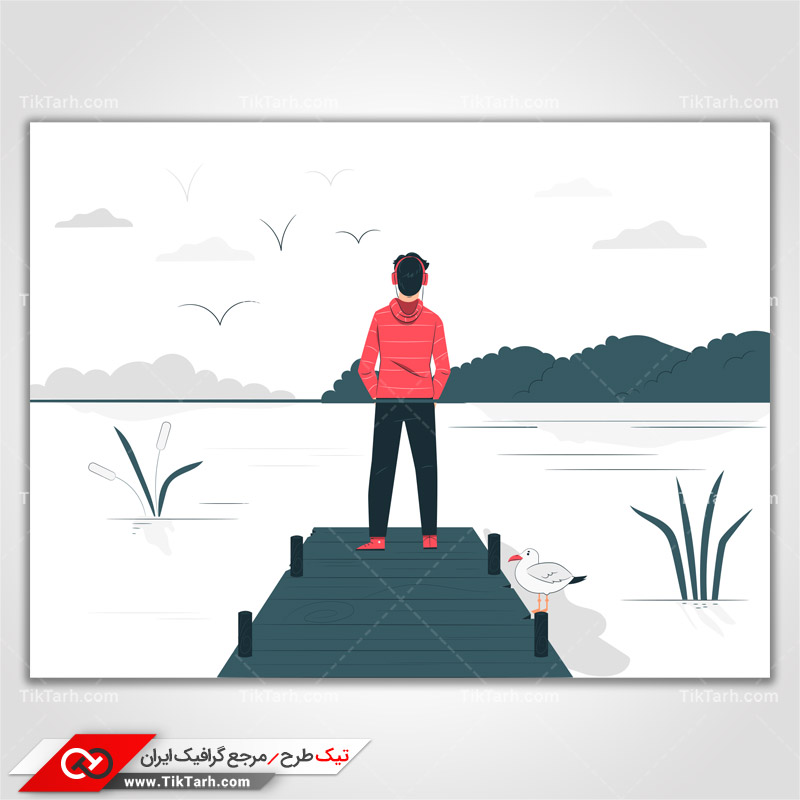 دانلود وکتور مفهومی آرامش کنار ساحل