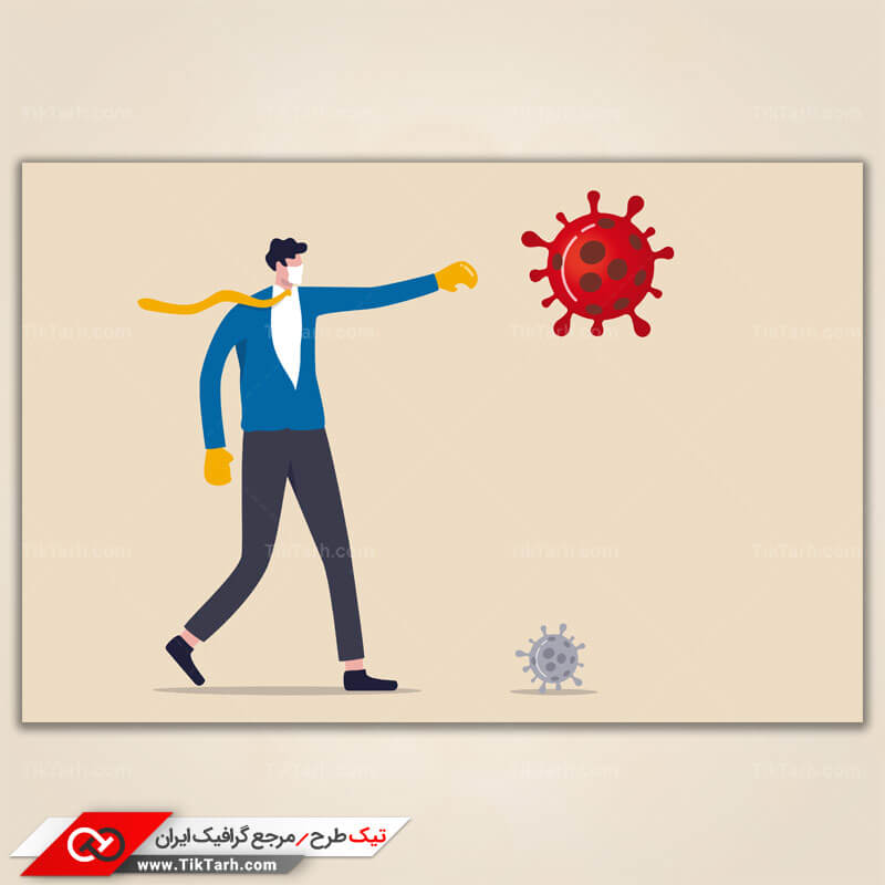 وکتور مفهومی مرد جوان و ویروس کرونا