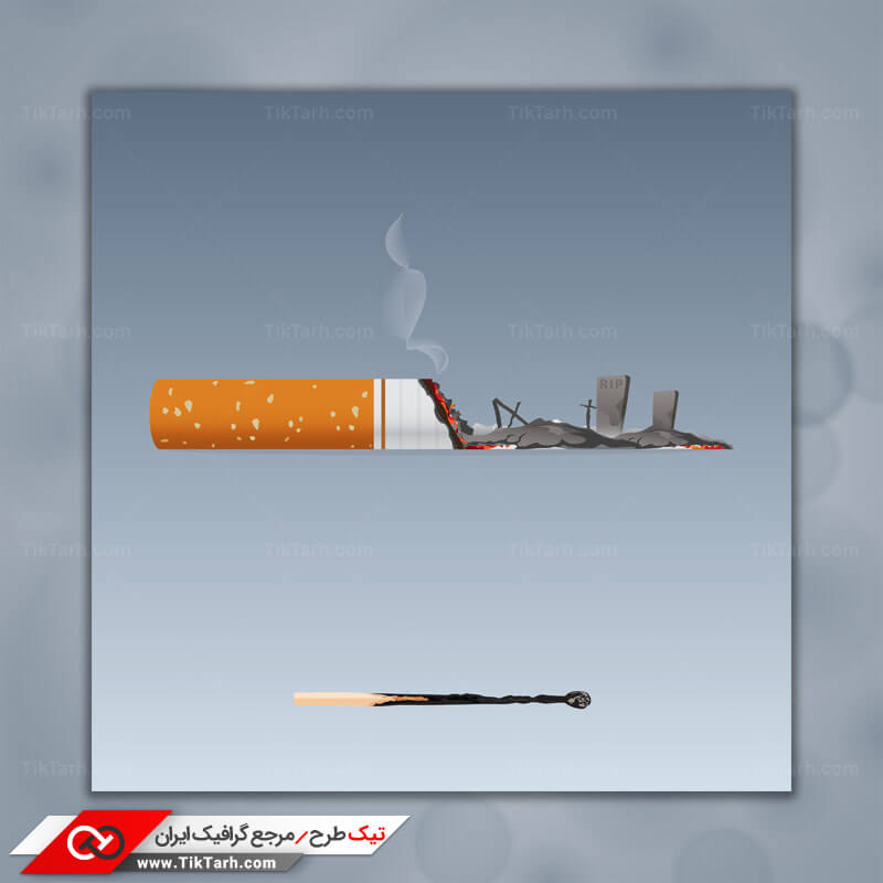 وکتور مفهومی سیگار و مرگ تدریجی
