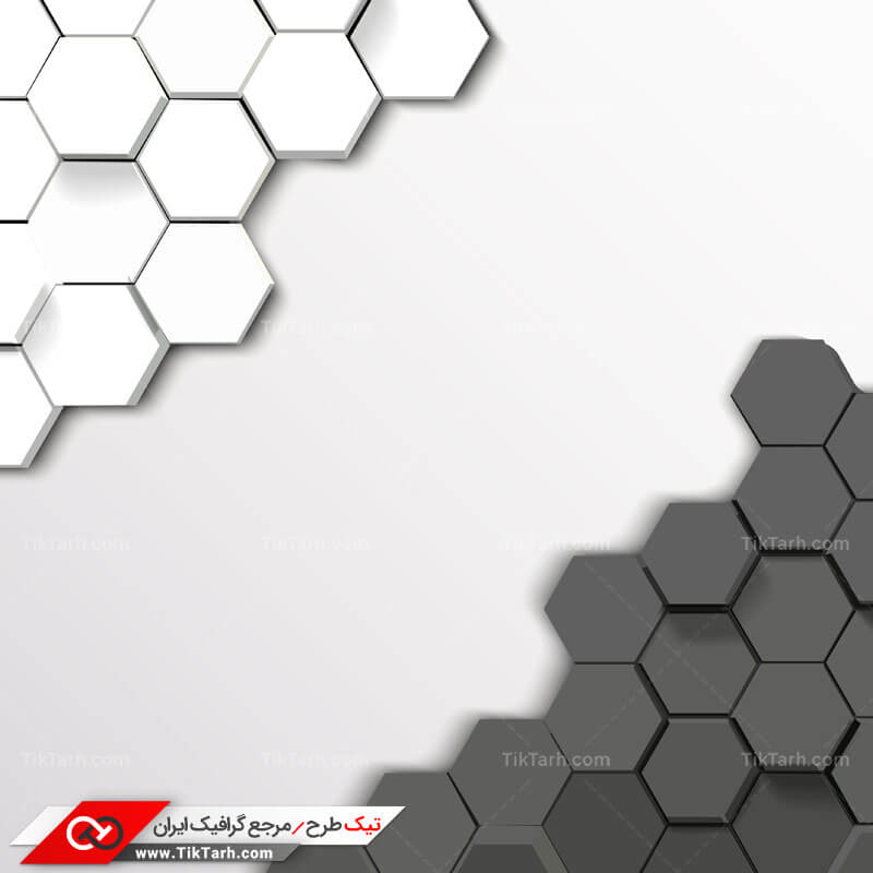 پس زمینه طراحی با طرح شش ضلعی های سفید و مشکی