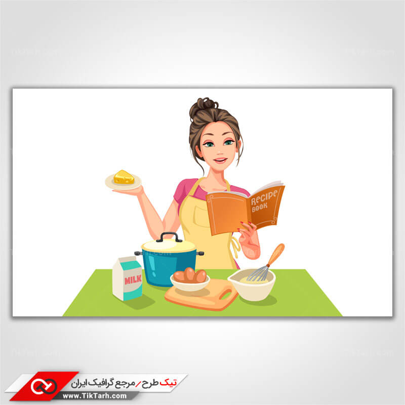 دانلود کلیپ آرت آشپزی کردن با کتاب آشپزی