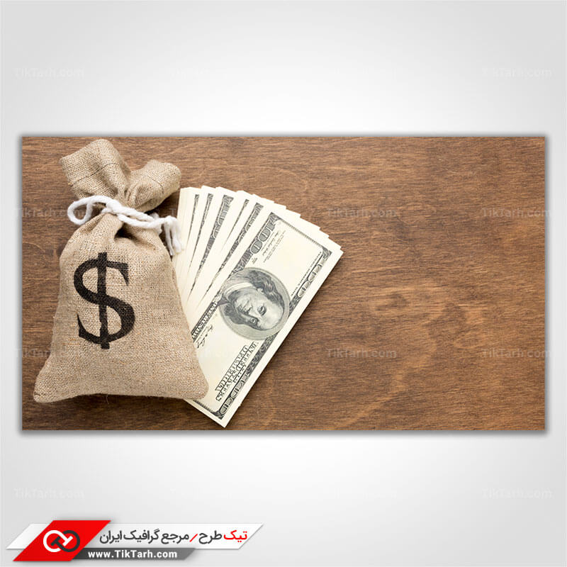 عکس با کیفیت اسکناس های صد دلاری و گونی پول