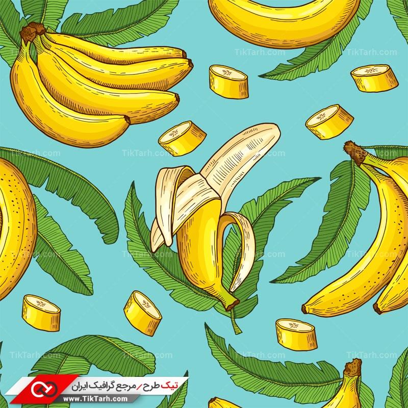 دانلود پترن لایه باز با طرح موز با برگ