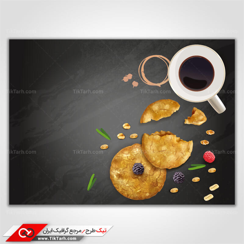 دانلود پس زمینه طراحی فنجان قهوه و کلوچه