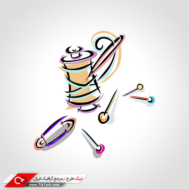 طرح لایه باز کلیپ آرت نخ و سوزن