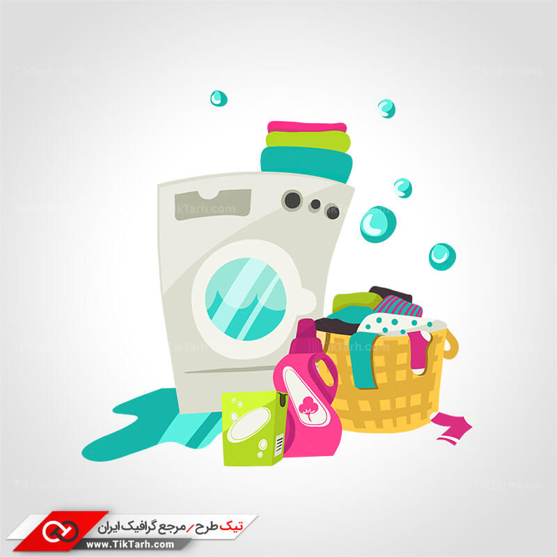 دانلود طرح گرافیکی کلیپ آرت ماشین لباسشویی