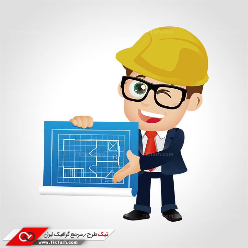 دانلود کلیپ آرت مهندس نقشه کشی ساختمان