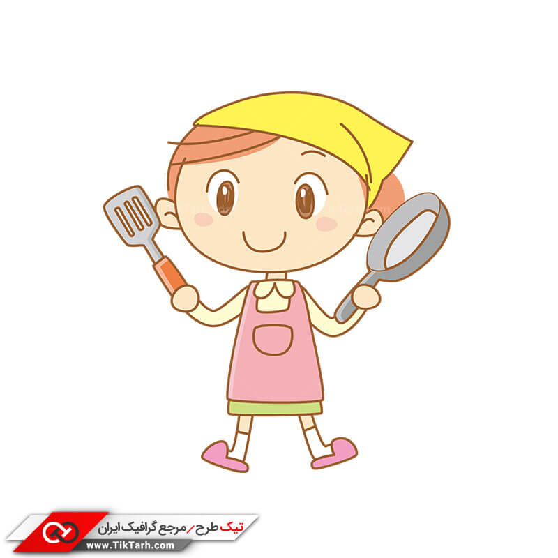 طرح لایه باز کلیپ آرت دختر بچه و آشپزی