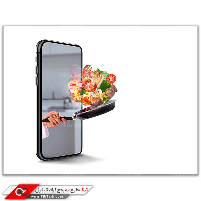 عکس گرافیکی موبایل و آشپز