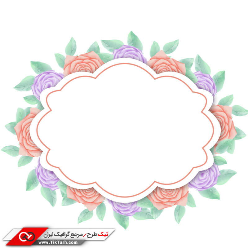 دانلود طرح لایه باز با کادر بیضی و گل رز