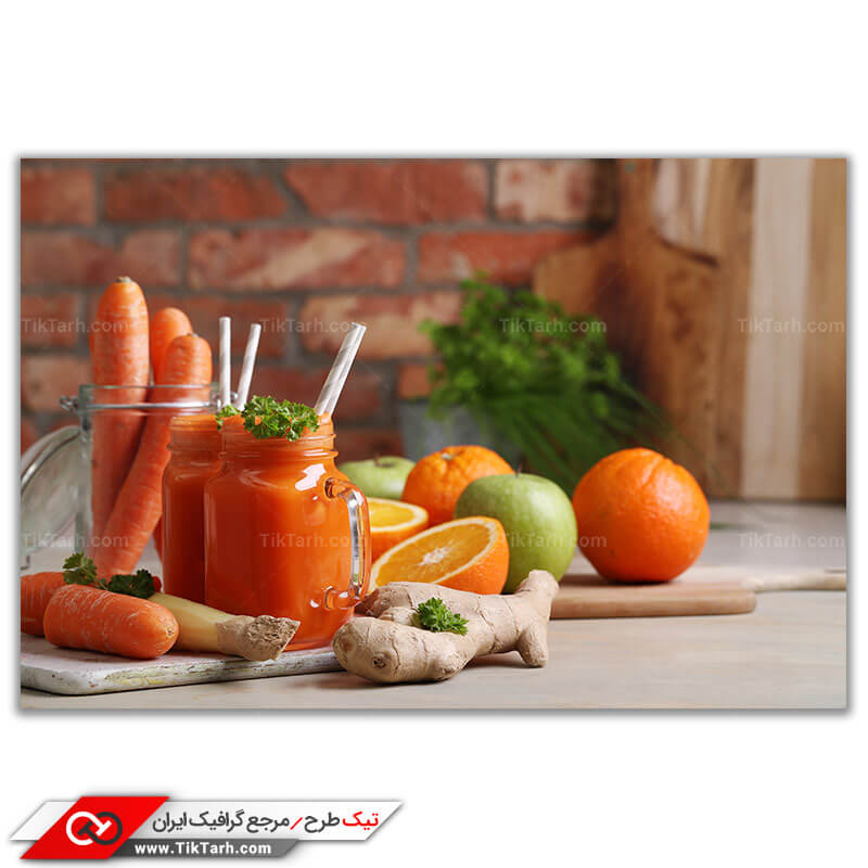 دانلود تصویر گرافیکی آب هویج و پرتقال