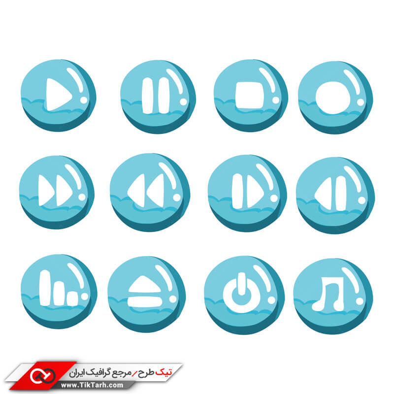 طرح دکمه های پخش موسیقی آبی