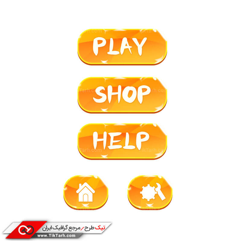طرح دکمه های مخصوص منو بازی نارنجی