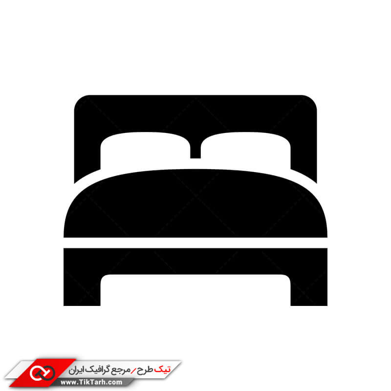 طرح کلیپ آرت سیاه سفید تخت خواب دونفره