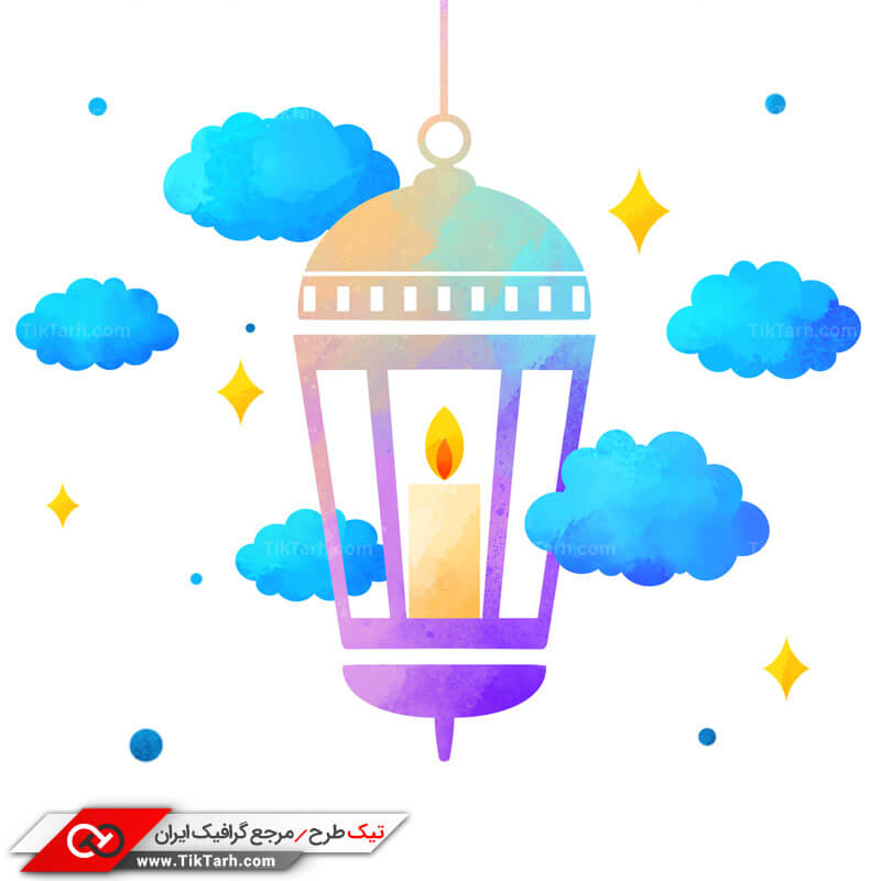 طرح کلیپ آرت فانوس و آویزهای ابری