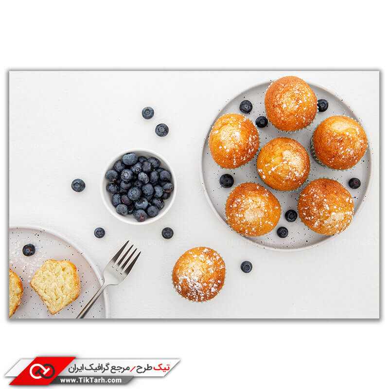 تصویر گرافیکی باکیفیت کاپ کیک و بلوبری