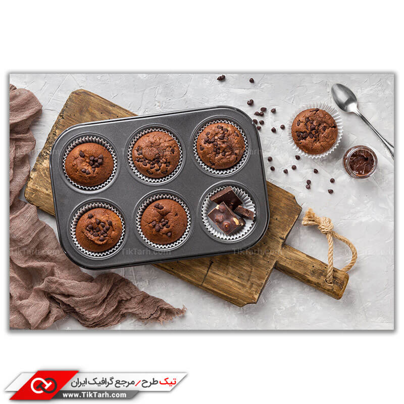 تصویر گرافیکی باکیفیت کاپ کیک شکلاتی