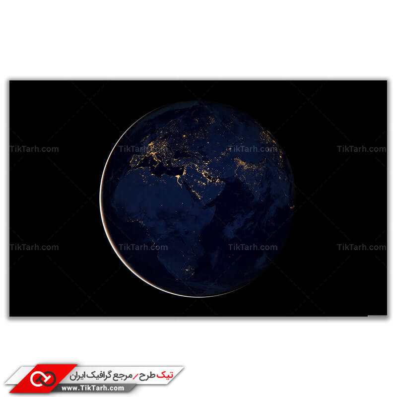 دانلود تصویر گرافیکی کره زمین در تاریکی شب