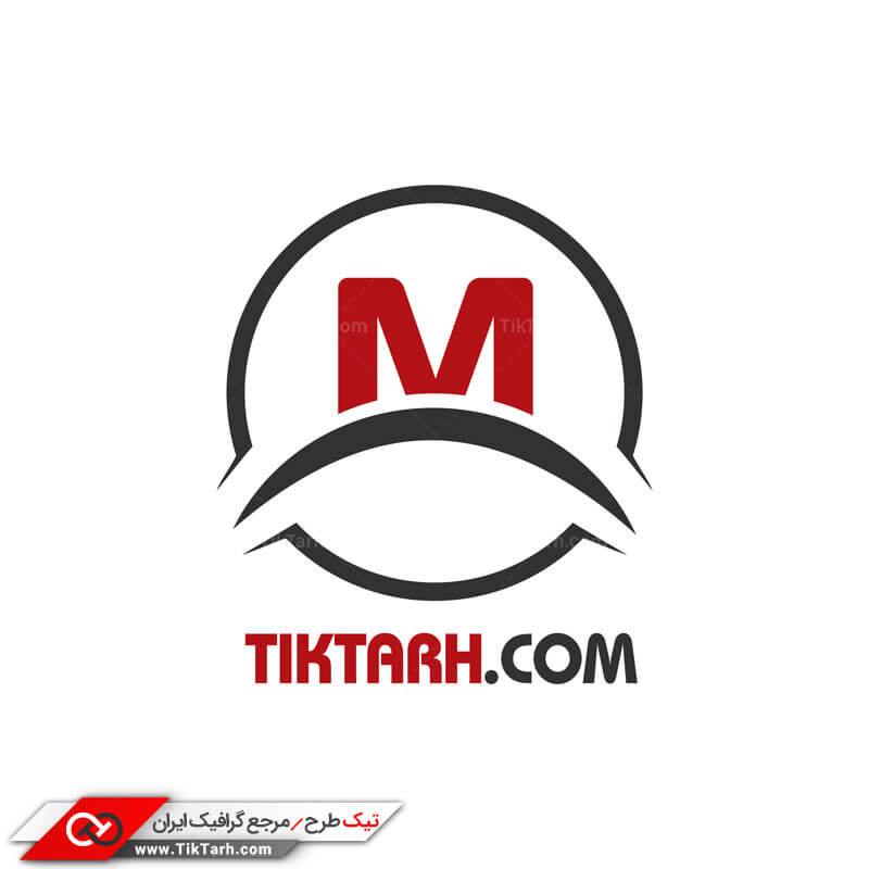 طرح لایه باز با کیفیت لوگو حرف M با شکلک اخمو