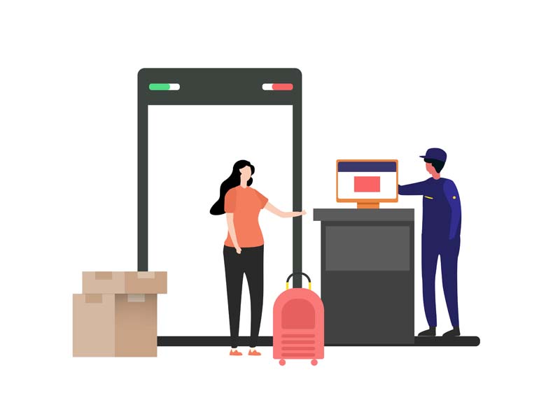 وکتور مفهومی با طرح گیت بازرسی فرودگاه