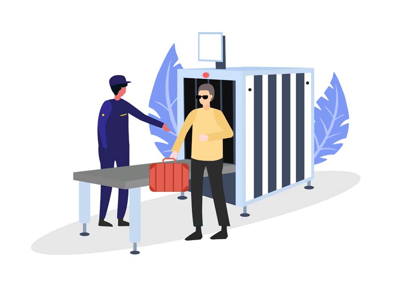 وکتور مفهومی باکیفیت با طرح گیت بازرسی چمدان و بار