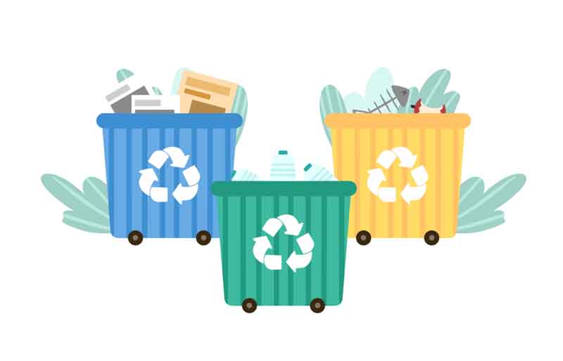 طرح کلیپ آرت سطل های بازیافت زباله