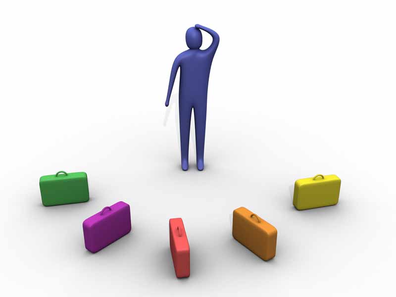 عکس سه بعدی آدمک و کیف های رنگی