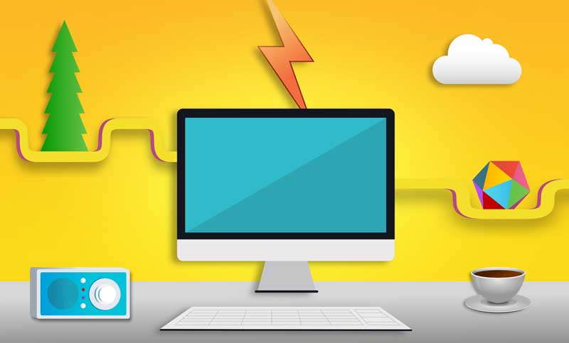 عکس کارتونی کامپیوتر و میزکار