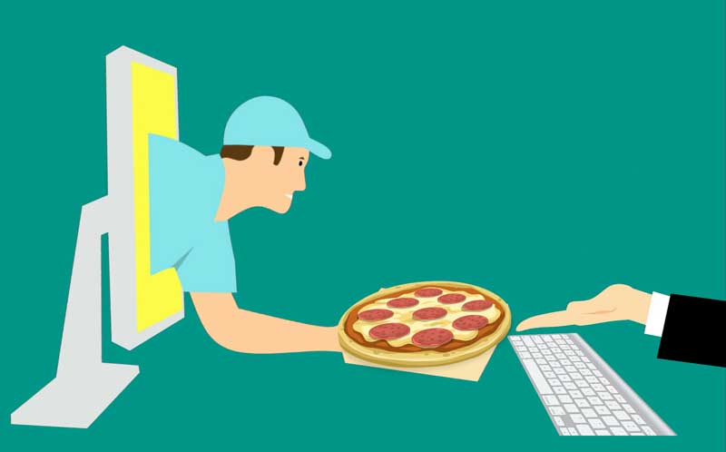 عکس کارتونی خرید آنلاین پیتزا و فست فود