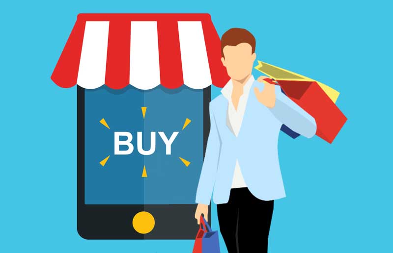 عکس کارتونی خرید آنلاین با گوشی موبایل