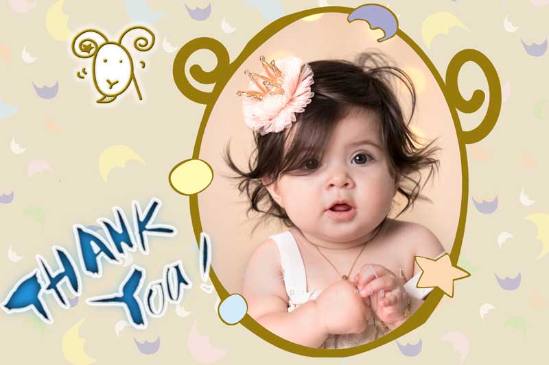 قاب عکس لایه باز کودکانه با طرح thank you